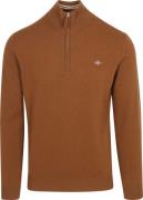 Gant Half Zip Trui Lamswol Bruin