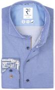 R2 Overhemd Dobby Poplin Melange Blauw