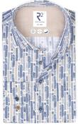 R2 Overhemd Poplin Print Blauw