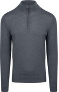 Profuomo Half Zip Pullover Merinowol Antraciet