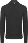 Profuomo Half Zip Pullover Merinowol Zwart