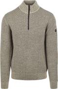 No Excess Half Zip Trui Structuur Melange Stone