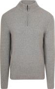 Suitable Half Zip Pullover Boiled Wool Grijs