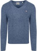 Gant Pullover V-Hals Woolblend Blauw