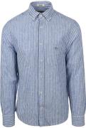 Gant Casual Overhemd Streep Linnen Blauw