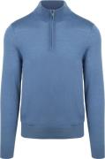 Suitable Merino Half Zip Trui Ink Blauw