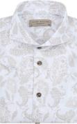 John Miller Overhemd Linnen Blend Paisley Print Beige