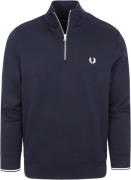 Fred Perry Half Zip Trui Navy Blauw