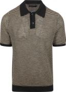Marc O'Polo Knitted Poloshirt Strepen Zwart Beige