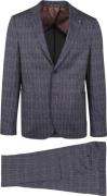 Suitable Kostuum Jersey Grijs Blauw Ruit