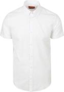 Suitable Korte Mouwen Overhemd Cotton Slub Wit