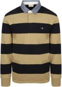 Gant Heavy Rugger Shield Longsleeve Polo Streep Navy Beige