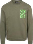 Scotch and Soda Sweater Logo Olijfgroen