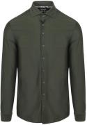 R2 Overhemd Dobby Knitted Donkergroen