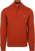 Gant Halfzip Wol Trui Logo Rust