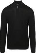 Profuomo Half Zip Pullover Merinowol Zwart