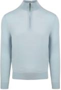 Suitable Merino Half Zip Trui Lichtblauw
