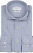 Profuomo Overhemd Peached Herringbone Flanel Blauw