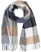 Profuomo Sjaal Wol Ruiten Blauw Grijs Beige -