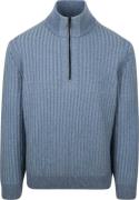 BOSS Kwinter Half Zip Trui Wool Blend Blauw