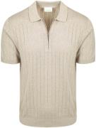 Profuomo Knitted Half Zip Poloshirt Dropneedle Beige
