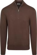 Profuomo Half Zip Pullover Luxury Basic Bruin