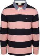 Gant Heavy Rugger Shield Polo Streep Navy Roze