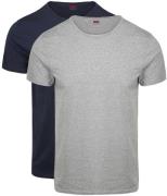 Levi's T-shirt Solid Crew Navy Grijs 2Pack
