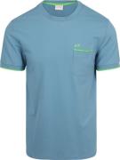 Sun68 Piqué T-Shirt Fluo Stripe Blauw