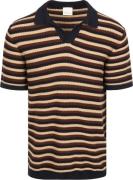 KnowledgeCotton Apparel Polo Knitted Streep Bruin