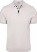 Suitable Knitted Half Zip Polo Dan Ecru