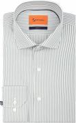 Suitable Twill Overhemd Extra Lange Mouw Streep Groen