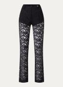 NIKKIE Dijon high waist flared fit broek met opengewerkt dessin