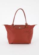 Longchamp Le Pliage Green M schoudertas met leren details