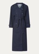 The Frankie Shop Nikola double-breasted trenchcoat van denim met strik...