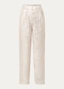 Dante 6 Charm high waist straight fit pantalon met metallic finish