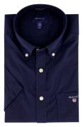 Gant casual overhemd korte mouw normale fit donkerblauw effen katoen