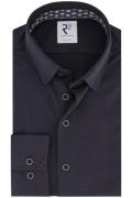 R2 business overhemd grijs effen katoen slim fit