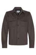 Profuomo casual overhemd bruin effen overshirt knopen