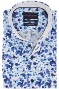 Portofino casual overhemd korte mouw Regular Fit blauw geprint