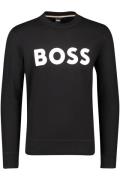 Hugo Boss sweater zwart geprint katoen ronde hals Stadler