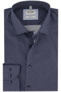 Olymp business overhemd Level Five blauw geprint katoen extra slim fit