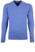 William Lockie pullover blauw v-hals lamswol