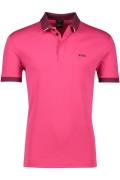 Hugo Boss polo roze effen katoen normale fit 2-knoops