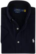 Polo Ralph Lauren casual overhemd korte mouw donkerblauw uni katoen no...