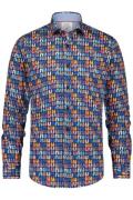 A Fish Named Fred casual overhemd blauw met print katoen slim fit