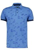 New Zealand polo Murupara blauw geprint katoen