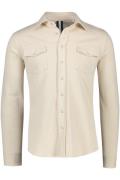 Profuomo vest overshirt beige effen katoen met stretch