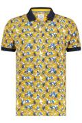 A Fish Named Fred polo geel met print katoen slim fit