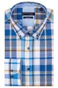 Giordano casual overhemd blauw geruit 100% katoen normale fit